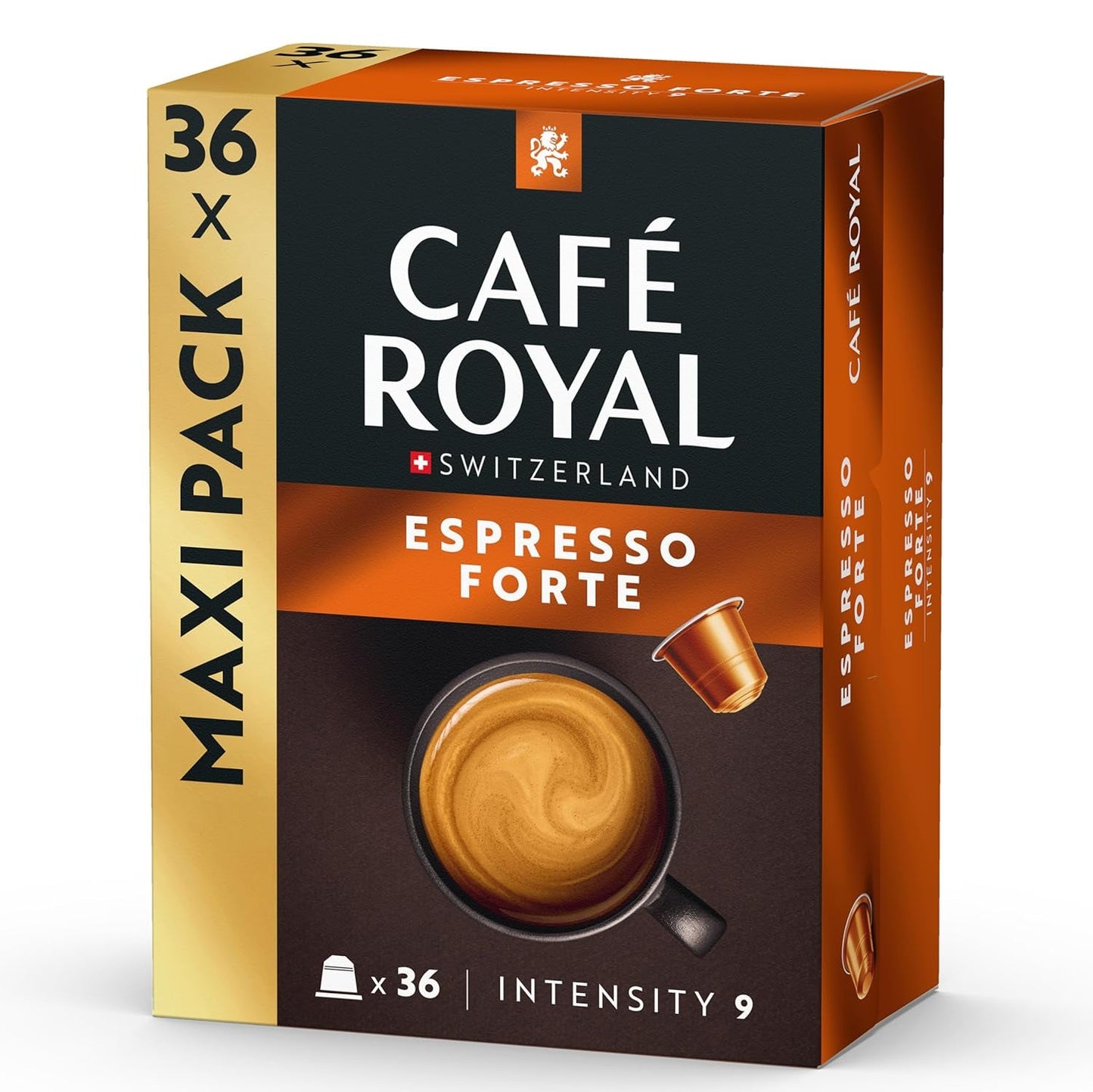 Café Royal Espresso Forte – kapsułki kawy kompatybilne z Nespresso®, 100% Arabica, pełne, średnio palone, intensywność 9/12, 36 kapsułek