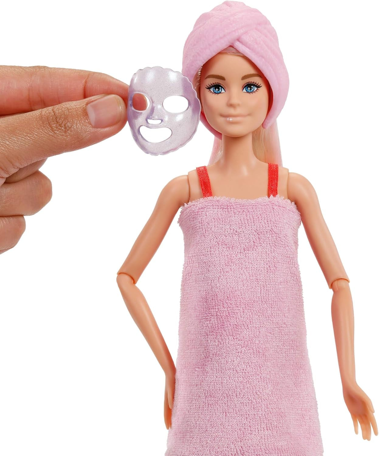 Lalka Barbie Party bez pudełka i akcesoriów, seria Glam Party z 10 niespodziankami, w tym jasnoczerwona lalka z efektem zmiany koloru, JFY68