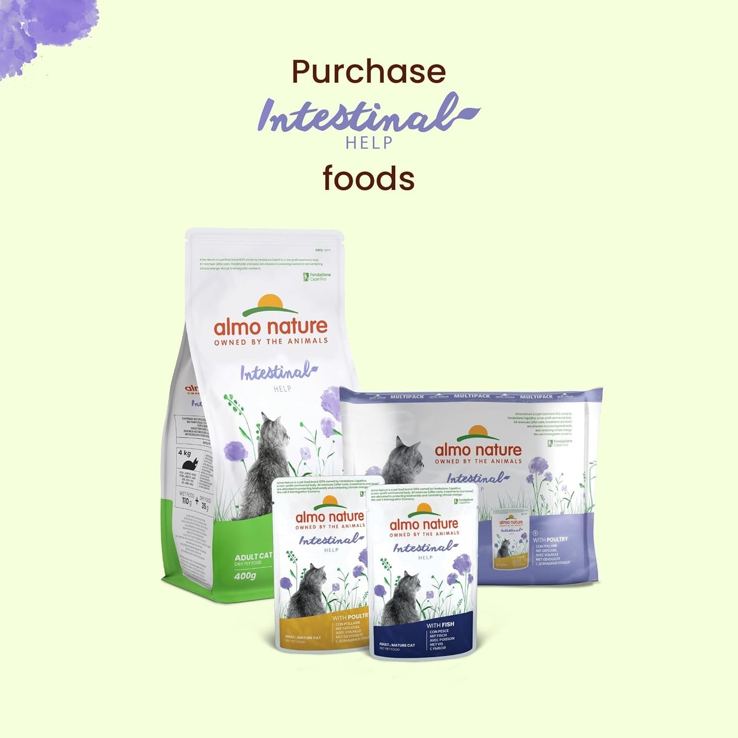 Almo Nature Functional - Intestinal Help - Mokra karma dla dorosłych i dojrzałych kotów z wrażliwymi jelitami - z drobiem - wspiera mikrobiom - 70 g (opakowanie 30 szt.)