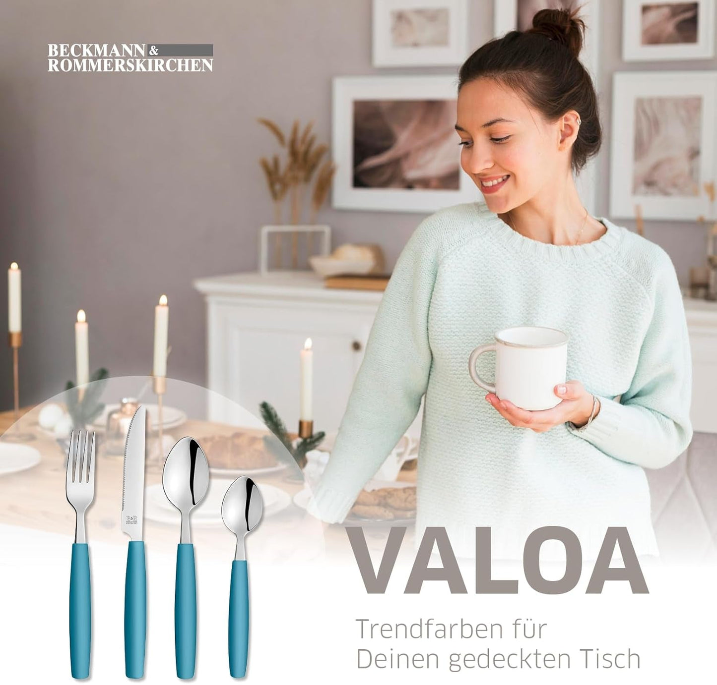 Beckmann & Rommerskirchen 2515 VALOA Zestaw Besteck dla 4 osób | 16-Teilig | olej | Spülmaschinenfest | Hochglanzpoliert | Essbesteck: 4X Messer, Gabel, Esslöffel, Kaffeelöffel Kitchen Naty Shop