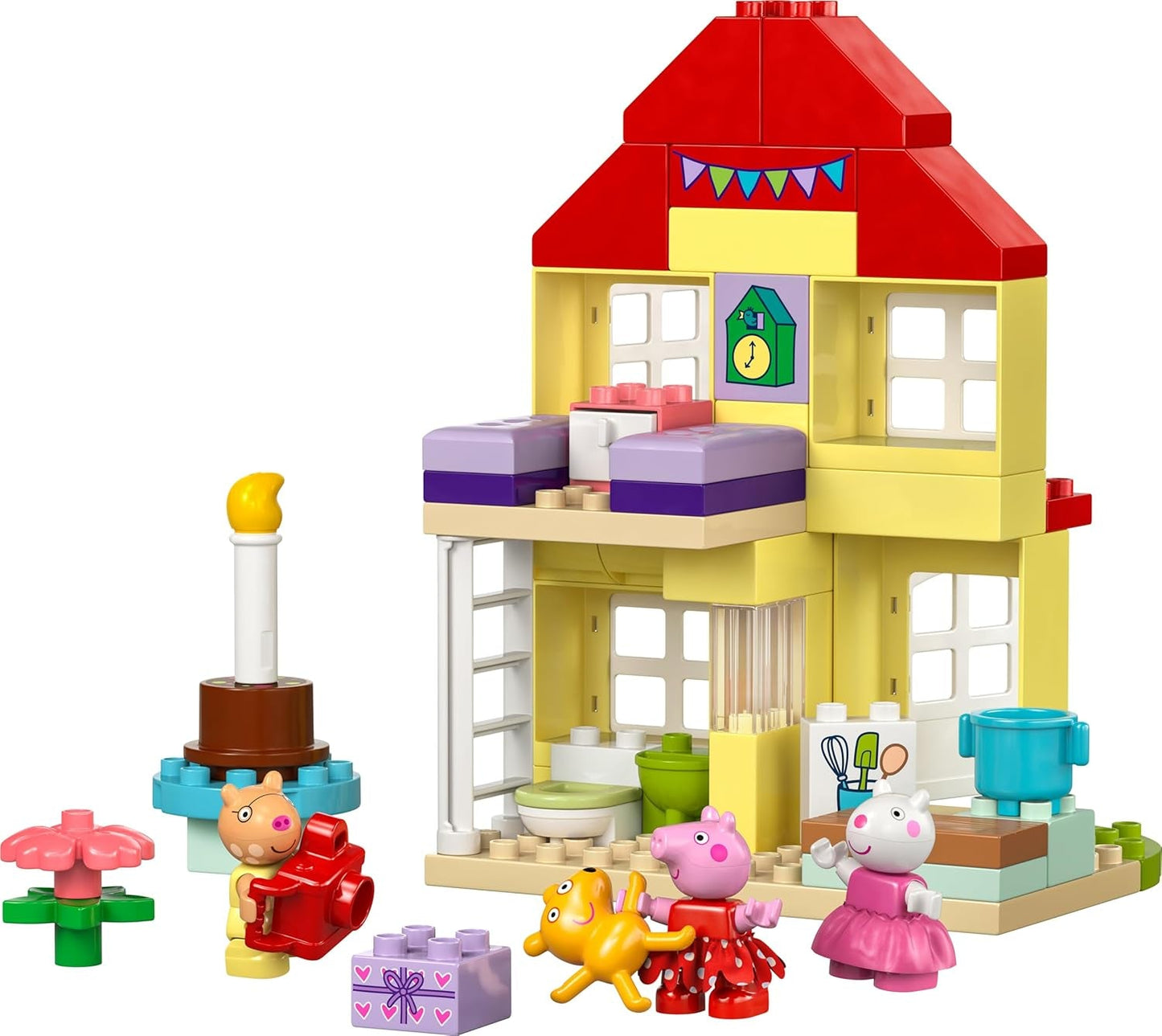 LEGO DUPLO Dom urodzinowy Peppy: kreatywna 3-figurkowa zabawka. Zbuduj i przebuduj zabawkowy dom dla 2-latków, chłopców i dziewcząt, rozwija zręczność 10433 Zestawy do budowania Besuche den LEGO-Store