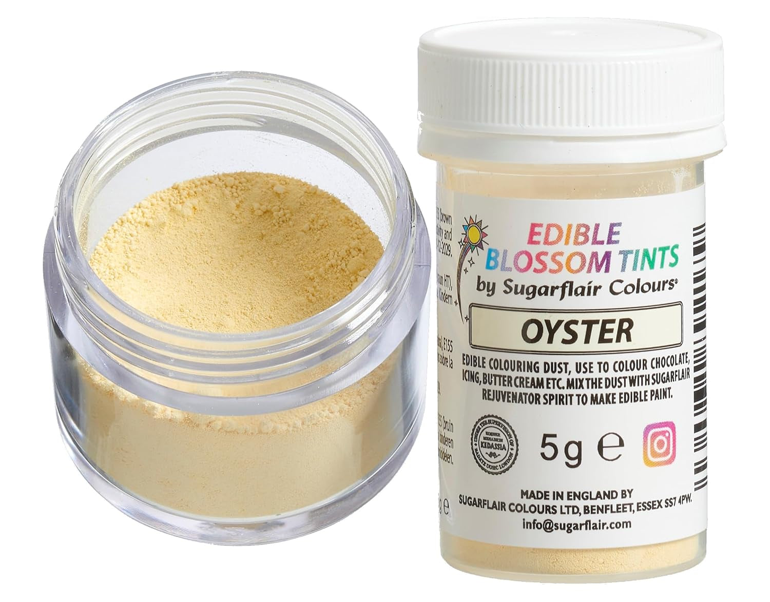Sugarflair Blossom Tint Dust Oyster Barwnik spożywczy w proszku - Barwnik spożywczy w proszku do dekorowania ciast, pasty cukrowej, kremówki, lukieru, czekolady, kremu maślanego, makaroników i innych - 5G