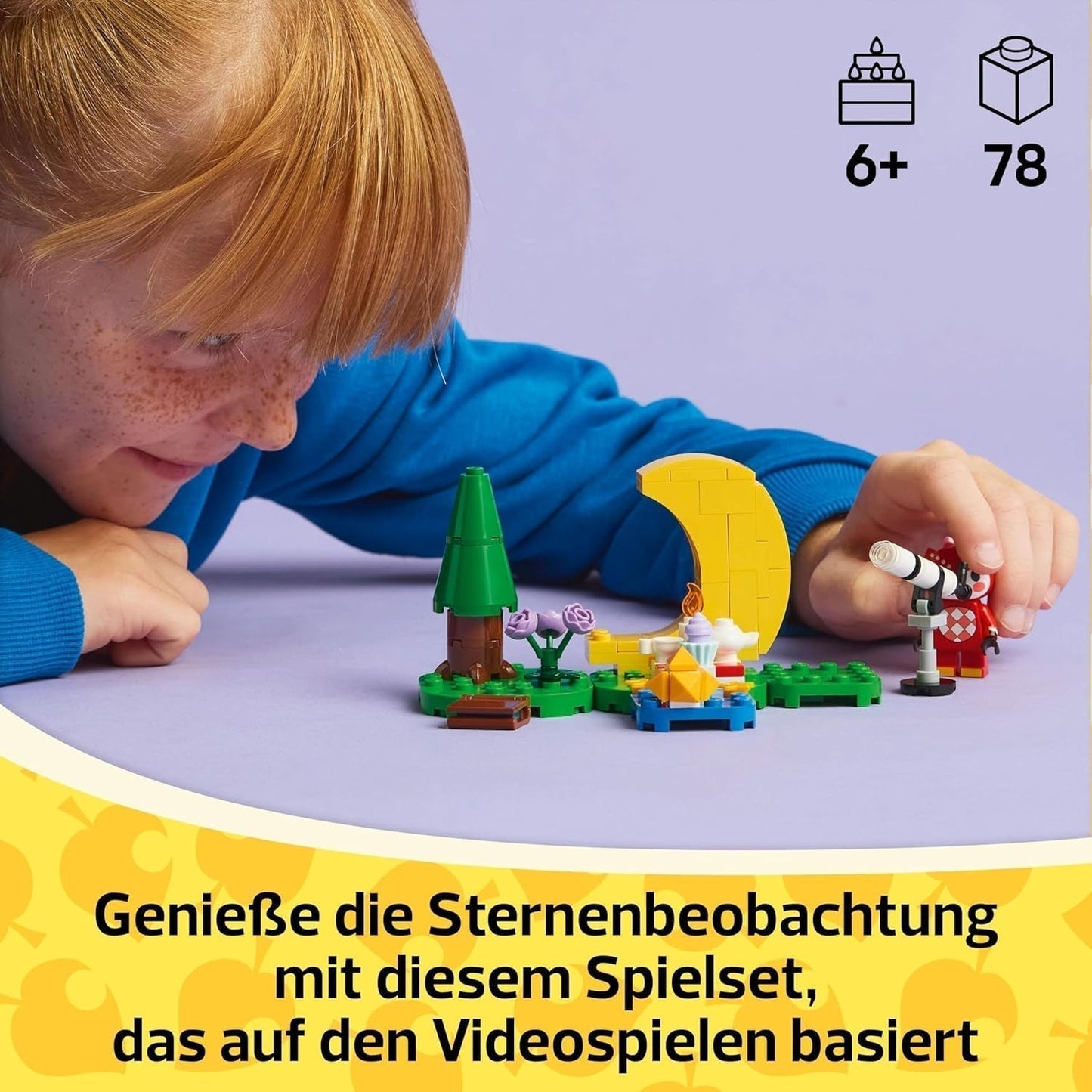 LEGO Animal Crossing Obserwacja gwiazd z Eufemią, zestaw do budowania dla dzieci, pomysłowy zestaw gier wideo z odgrywaniem ról, zabawka dla 6-letnich dziewcząt i chłopców, figurka zwierzątka 77053 Zestawy do budowania Besuche den LEGO-Store