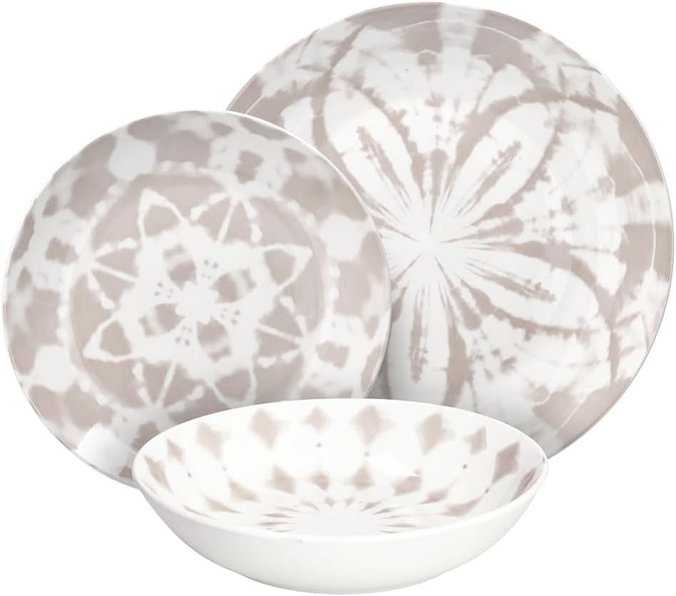 Mallorca, komplet zastawy dla 6 osób, 18 sztuk, porcelana, beż