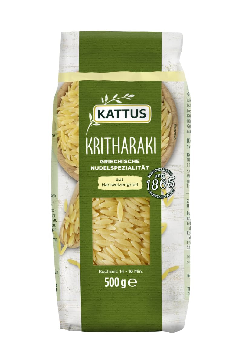 - Kritharaki Nudeln (Reisnudeln/Risoni/Orzo) | Griechische Nudelspezialität aus Hartweizengriess | 500 g w worku