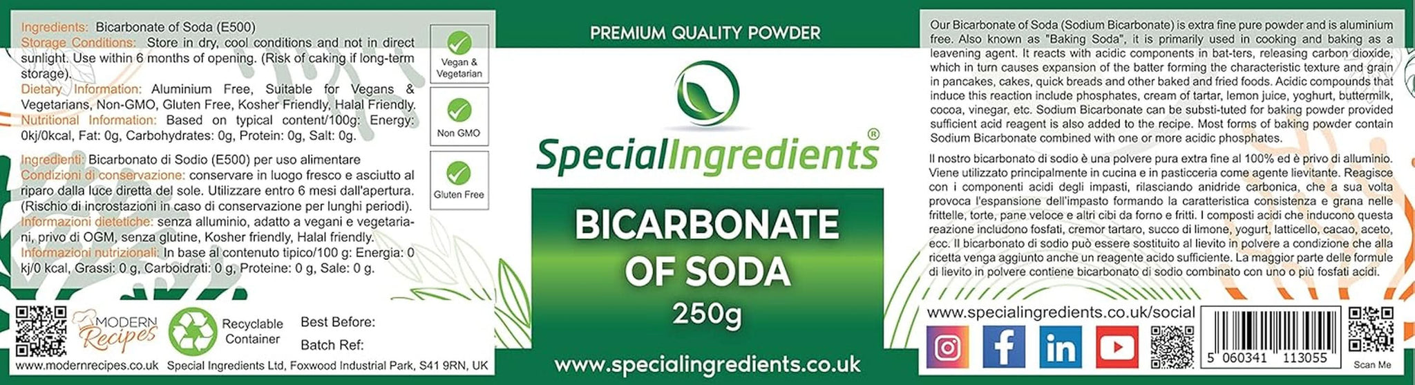 Specjalne składniki Natriumbikarbonat - Premium Qualität Extra Fine Powder, wegańskie, Gvo-Frei, Glutenfrei - Recycelbarer Behälter Kitchen Naty Shop