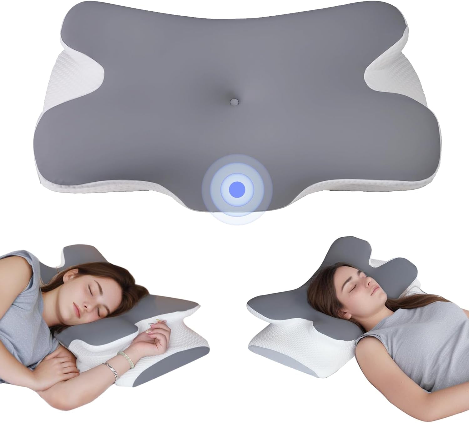 Poduszka z pianki memory Poduszka pod szyję Poduszka ortopedyczna - ergonomiczna konstrukcja Pusty kształt dla podkładów bocznych, pleców i brzucha Szare poduszki ortopedyczne szyjki macicy Naty Shop Domyślny tytuł