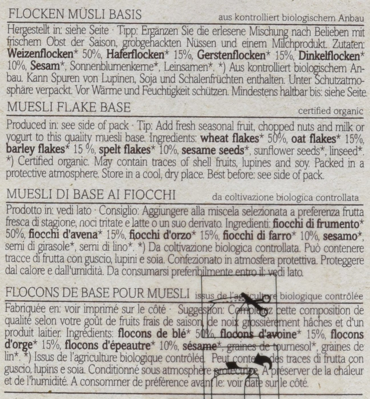 Verival Flocken Basis Müsli - Bio, opakowanie 6Er (6 X 1 Kg) Płatki zbożowe Naty Shop