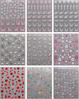 JMEOWIO Nagelsticker Blume 9 Blatt Nail Art Naklejka Selbstklebend Nagelaufkleber Frühling Letnia dekoracja kwiatowa Nageldesign Zubehör