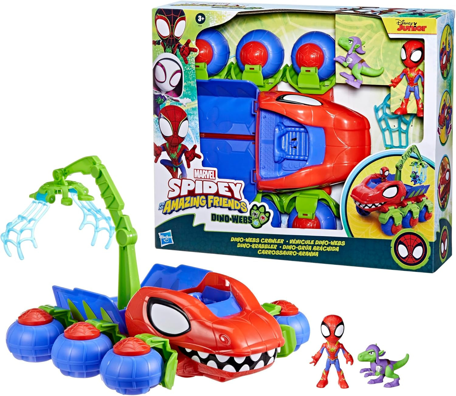 Marvel Spider-Man i jego super przyjaciele Dino Crawler Zestaw superbohaterów z figurkami Spider-Mana i Dino oraz zabawką transportową dla dzieci w wieku od 3 lat Figurki Naty Shop
