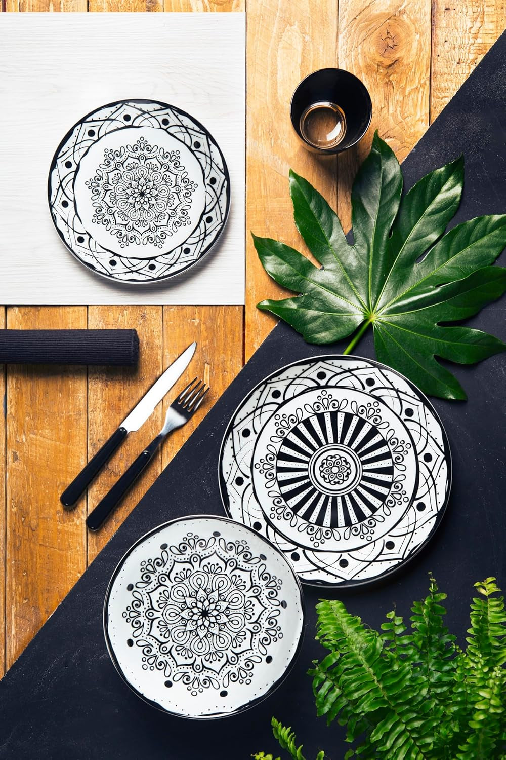 Zestaw talerzy Excelsa Boheme Noir, 18 szt., Porcelana, Schwarz