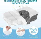 Elviros Memory Foam Poduszka ortopedyczna Poduszka przeciwbólowa szyi Poduszka do spania Ergonomiczna poduszka pod szyję Poduszka podtrzymująca szyję Poduszka przeciw chrapaniu dla osób śpiących na boku Podkładki żołądkowe Białe poduszki ortopedyczne szyjki macicy Naty Shop