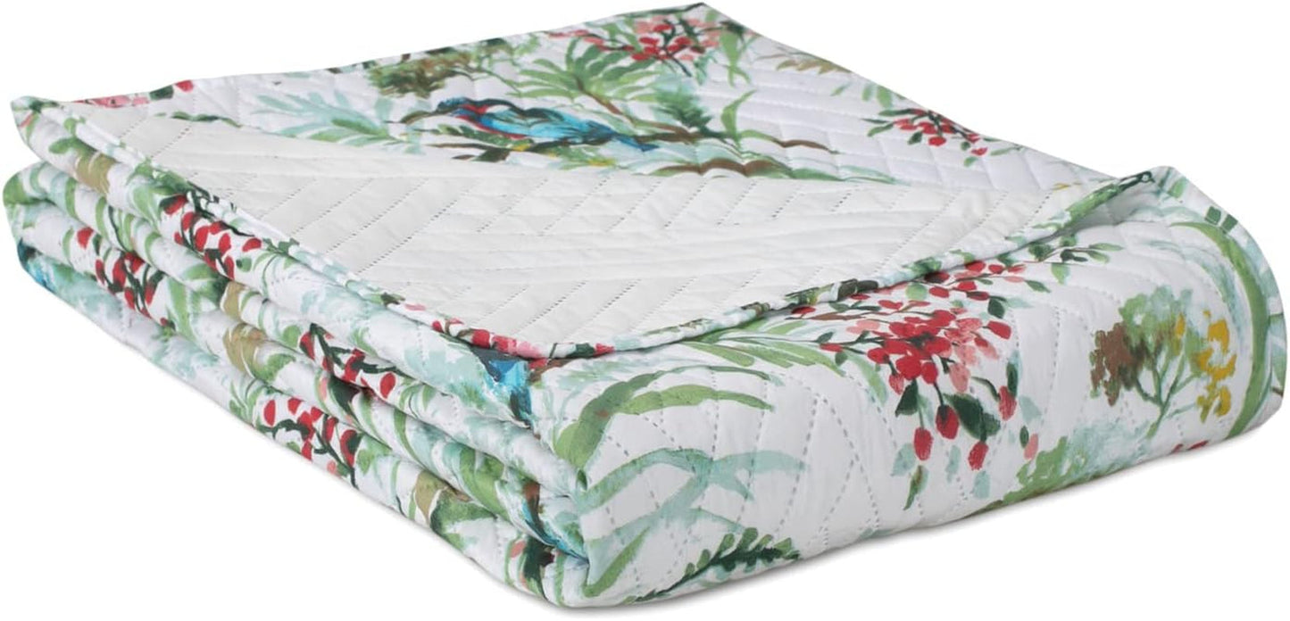 Ameliahome Narzuta Narzuta 260X280 cm Dwustronna Łatwa w pielęgnacji Pikowanie Wzór roślinny Wzór ptaka Wielokolorowy Kingfisher Łóżka i koce Besuche den AmeliaHome-Store