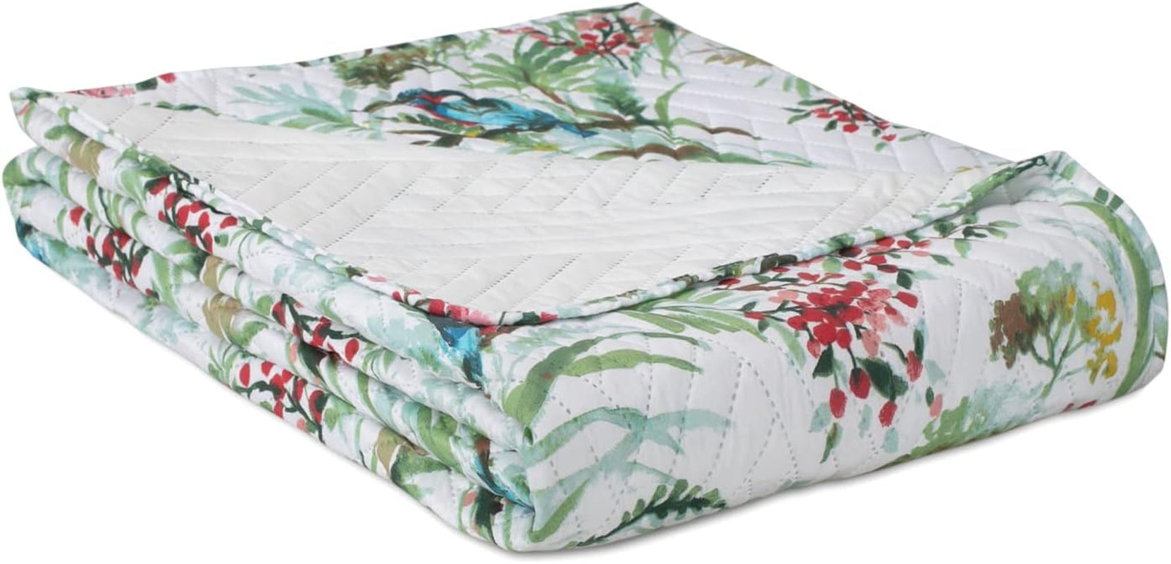 Ameliahome Narzuta Narzuta 260X280 cm Dwustronna Łatwa w pielęgnacji Pikowanie Wzór roślinny Wzór ptaka Wielokolorowy Kingfisher Łóżka i koce Besuche den AmeliaHome-Store