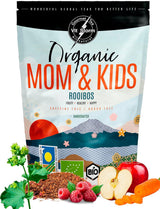 VITSTORM® BIO TEE Mom & Kids - Herbata dla kobiet i karmiących piersią - Rooibos, jabłko, koper włoski, melisa, alchemilla, truskawka - Herbata relaksująca - Owocowa i pyszna - Bez kofeiny - Herbata ziołowa 100 g