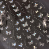 2 Blätter Schmetterling Nagelsticker Selbstklebend,Muschel Glitzer Nail Art Motyl Naklejka na paznokcie Lila Grau Schmetterlinge Nagelaufkleber Relief Laserowe motyle Nagel Naklejka Nageldesign Zubehör