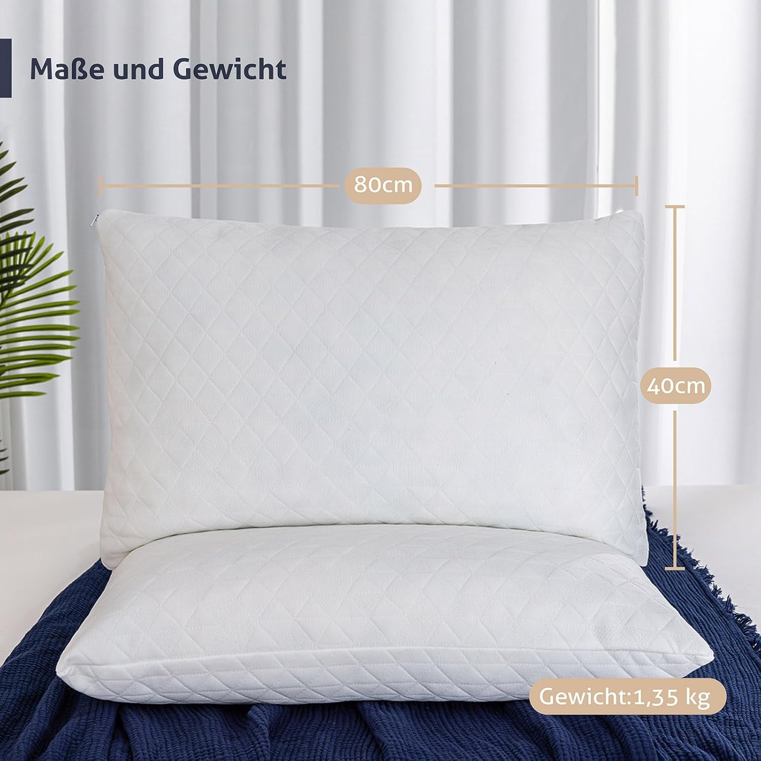 Poduszka z pianki memory EGO HOME 40x80 cm z rozdrobnioną pianką z pamięcią kształtu - Oddychająca, ergonomiczna poduszka podtrzymująca szyję dla osób śpiących na boku, plecach lub brzuchu - Certyfikat Oeko-Tex - Poszewka nadająca się do prania