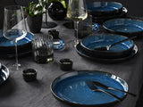 CreaTable, 20149, seria Nordic Fjord Blue, 16-częściowy zestaw naczyń obiadowych dla 4 osób, usługa łączenia porcelany, można myć w zmywarce i używać w kuchence mikrofalowej, jakość produkcji
