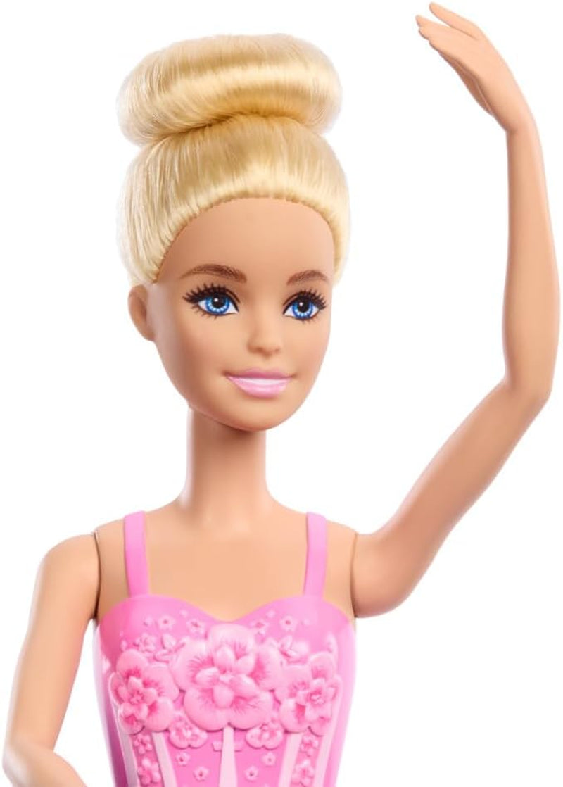 Barbie Ballerina Lalka Modna blondynka w odpinanej liliowej spódniczce tutu z baletowymi ramionami i spiczastymi butami HRG34