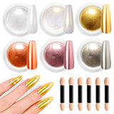 BISHENGYF Proszek do paznokci w kolorze różowego złotaNeue Upgrade Grosse Kapazitä Chrom PulverSuper-Spiegeleffekt Metall Mirror Chrome Powder – Neonowy szklisty efekt perłowy Brokat Nagelkunst Pulver Für DIY Salon