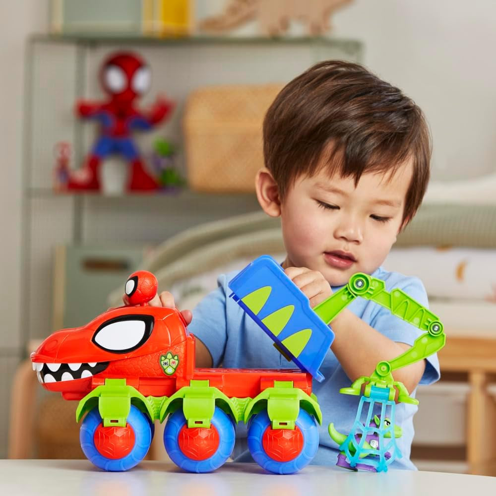 Marvel Spider-Man i jego super przyjaciele Dino Crawler Zestaw superbohaterów z figurkami Spider-Mana i Dino oraz zabawką transportową dla dzieci w wieku od 3 lat Figurki Naty Shop