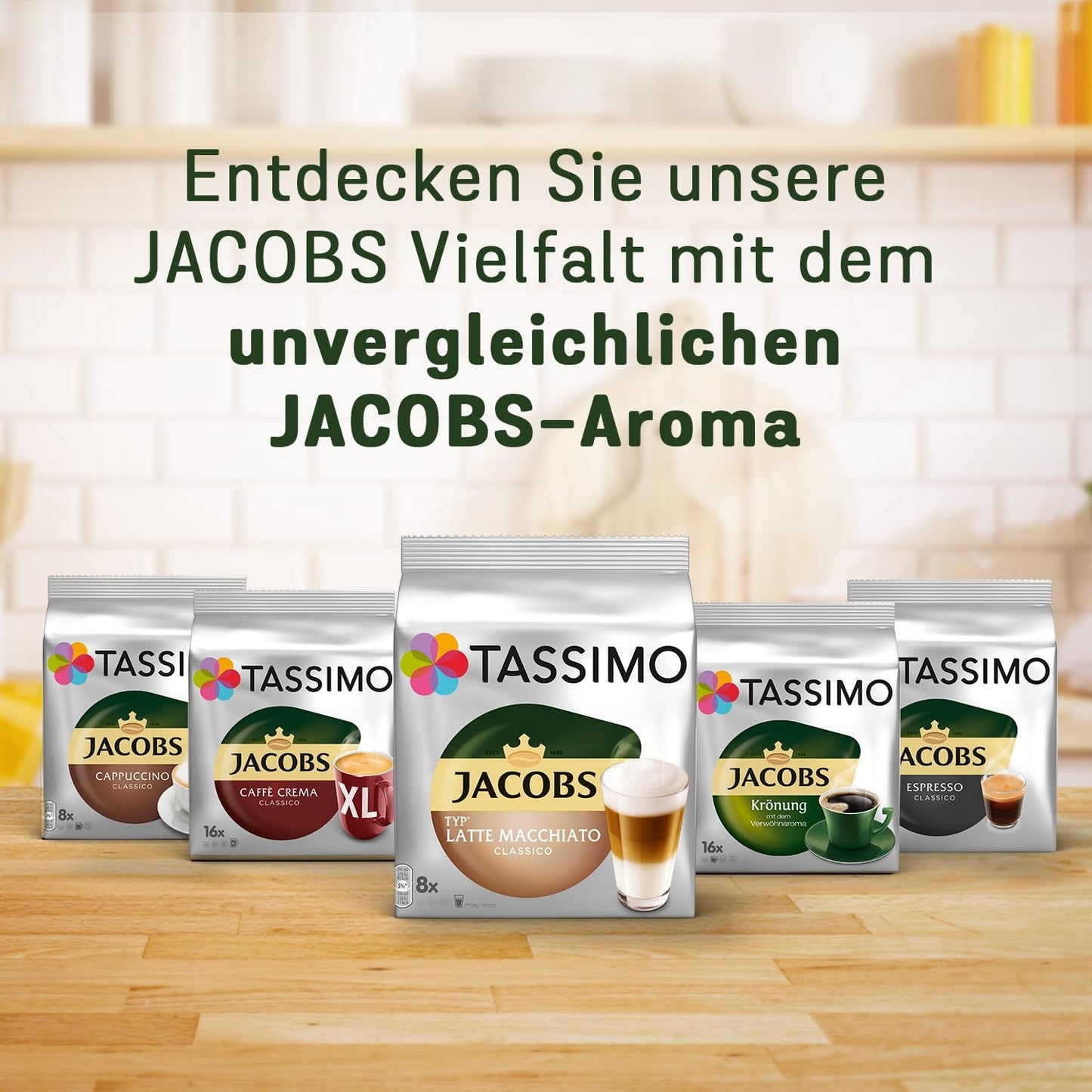 Tassimo Kapseln Jacobs Café au Lait, 5 x 16 bloków, 80 Kaffeekapseln