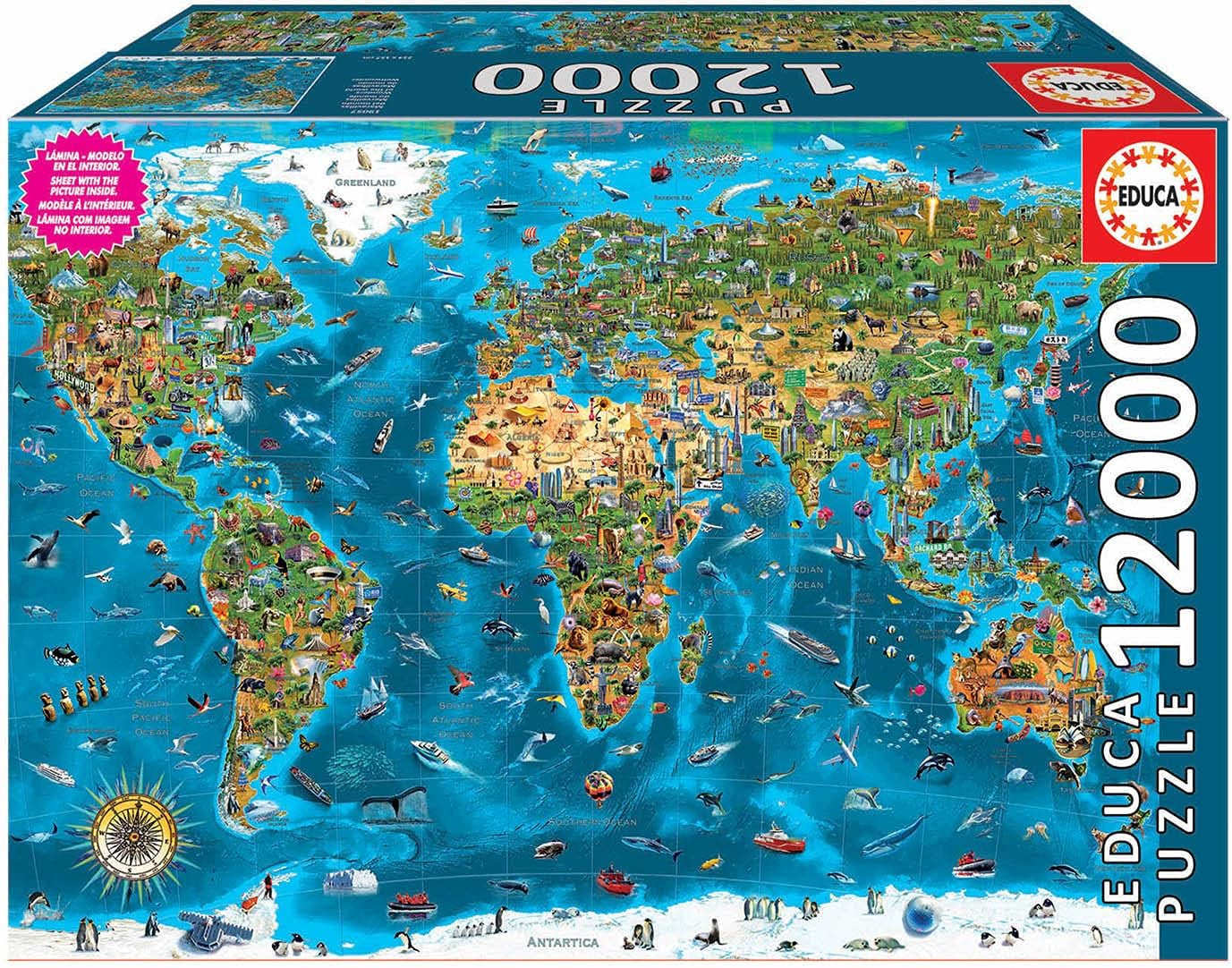 Educa - Cud Świata, układanka 12000 elementów dla dorosłych i dzieci od 14 lat, mapa świata (19057) Puzzle Naty Shop Tytuł domyślny