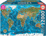 Educa - Cud Świata, układanka 12000 elementów dla dorosłych i dzieci od 14 lat, mapa świata (19057) Puzzle Naty Shop Tytuł domyślny