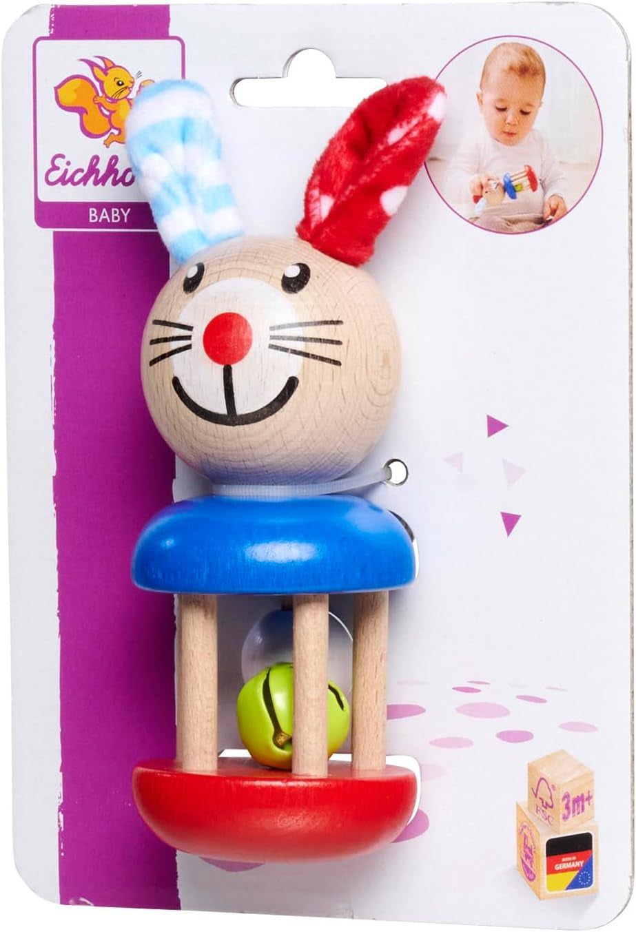 Eichhorn/Heros 100017013 - Grzechotka dla dzieci, motyw - królik Baby Toys Naty Shop