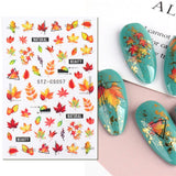 JMEOWIO Nagelsticker Herbst 9 Blatt Nail Art Naklejka Selbstklebend Nagelaufkleber Kürbis Ahornblatt Erntedankfest Dekoration Nageldesign Zubehör