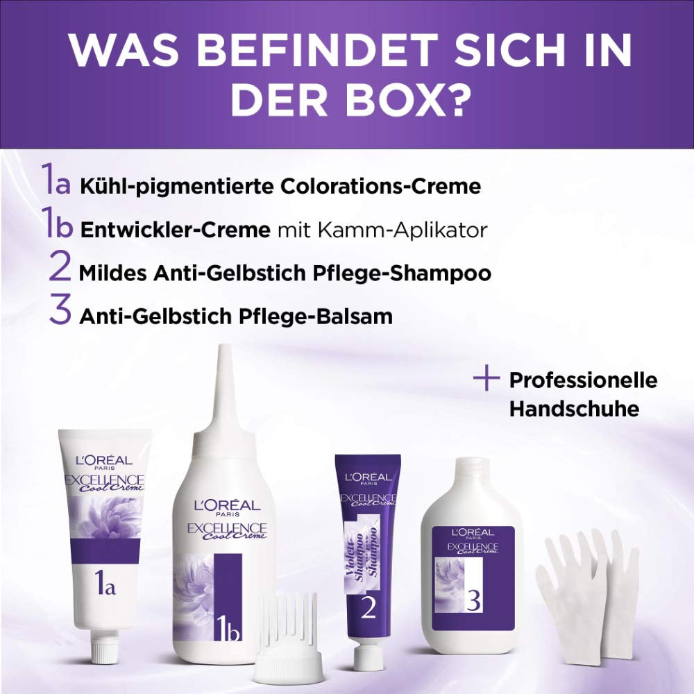 L'Oréal Paris Trwała farba do włosów zapewniająca ultra chłodny efekt kolorystyczny, 100% pokrycia siwych włosów, zestaw koloryzujący, szampon i krem pielęgnacyjny, Excellence Cool Creme, nr 7.11 Ultra chłodny średni blond (Blond) Farba do włosów Naty Shop