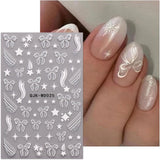 JMEOWIO Nagelsticker Bunte Herz Schleife 6 Blatt Nail Art Naklejka Selbstklebend Nagelaufkleber Dekoration Nageldesign Zubehör