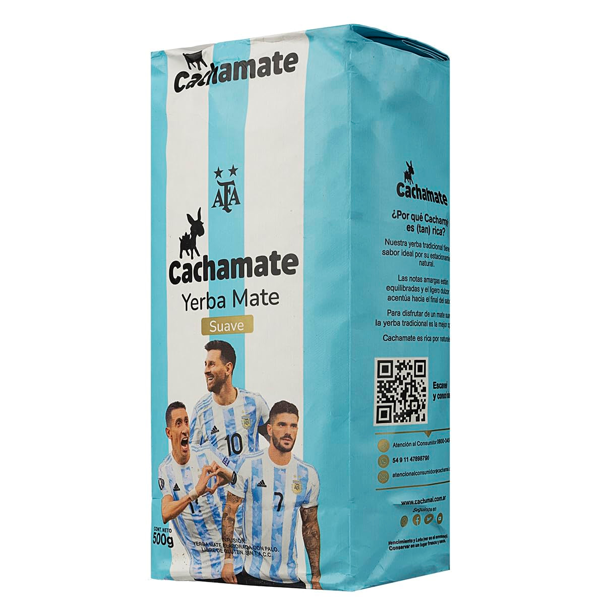 CACHAMATE Mundial Suave 500G | Specjalna edycja piłki nożnej | Argentyńska Yerba Mate | 12 miesięcy naturalnego dojrzewania | Właściwości przeciwutleniające i moczopędne