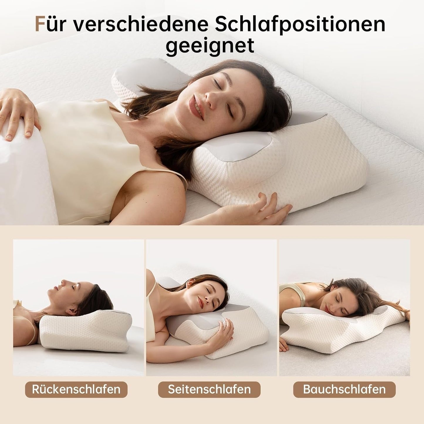 Homyrium Ergonomiczna poduszka pod szyję Poduszka ortopedyczna z pianki Memory Poduszka podtrzymująca szyję Poduszka przeciw chrapaniu Poduszka boczna Poduszka na tył brzucha Szare Poduszki ortopedyczne szyjki macicy Naty Shop