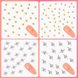 400 Stück Gold Silber Stern Nail Charms Nägel, 3D Metall Star Nagelkunst Dekorations, Star Nail Design Gemischt Größe Form Nägel Zubehör