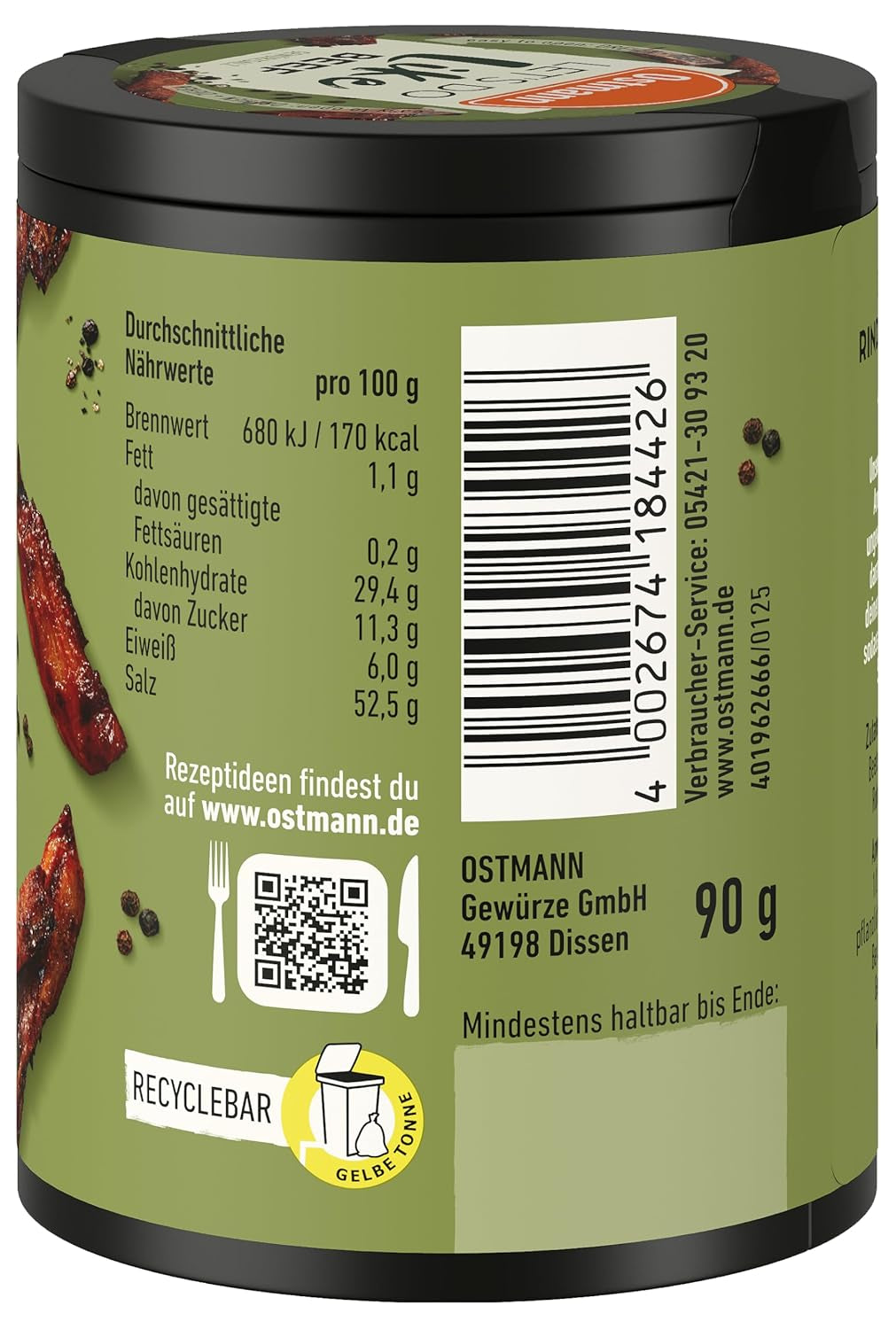 Ostmann Gewürze - Róbmy jak wołowina | Rindfleisch-Geschmack für ungewürzte Fleischersatzprodukte | Gewürzsalz für Seitan, Tofu i dania wegetariańskie i wegańskie Gerichte | 90 g w koszu Metalldose