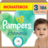 Pieluchy Pampers Harmony rozmiar 1, 180 pieluszek, 2kg-5kg, delikatna ochrona skóry dzięki 100% ochronie Pampers