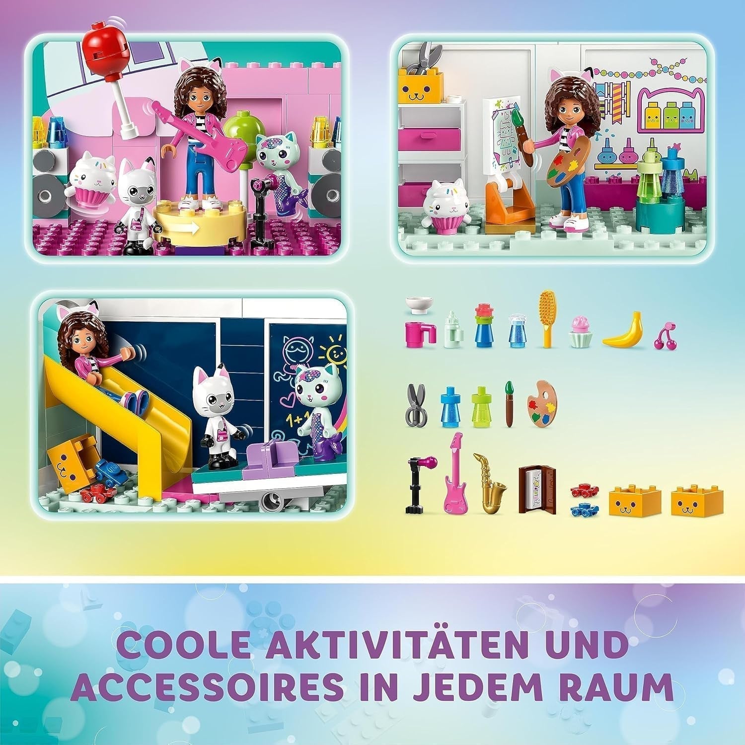Lego 10788 Domek dla lalek Gabby, 8 pokoi i 4 piętra Domek dla lalek Gabby z figurkami Pandi, Surykatki i Kuchi oraz akcesoriami, prezent dla 4-letnich dziewcząt, chłopców i dzieci Zestawy do budowania Besuche w sklepie LEGO