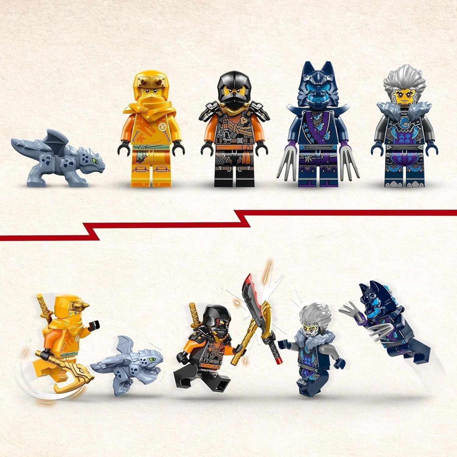 LEGO NINJAGO Terenowy wózek ninja Arina, zabawka ninja z samochodem, smokiem i 4 minifigurkami, zestaw przygodowy z modelem buggy dla dzieci, prezent urodzinowy dla chłopców i dziewcząt w wieku 7 lat 71811 Zestawy do budowania Szukaj sklepu LEGO