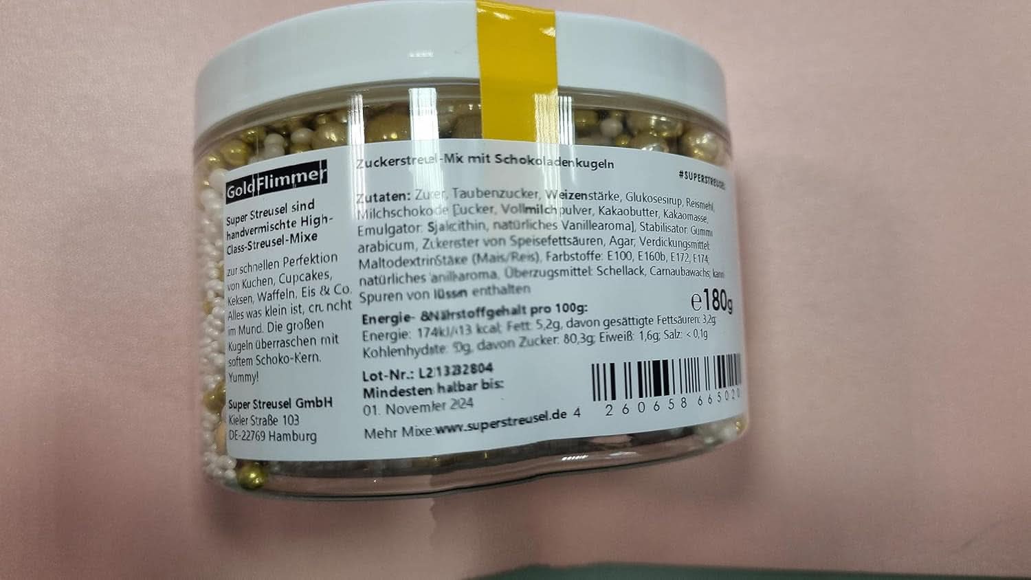 Super Streusel Gold Glimmer, posypki o tematyce bożonarodzeniowej, 180 gramów Posypki Naty Shop