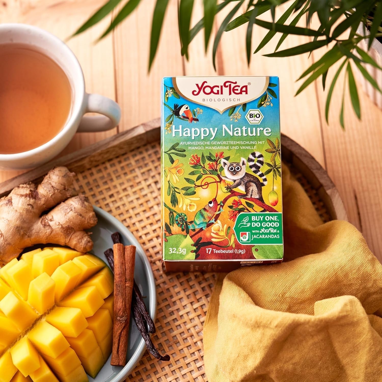 Herbata Yogi - Happy Nature, kup jedną i czyń dobro, organiczna herbata ziołowa z przyprawami ajurwedyjskimi, mango, mandarynka, mieszanka wanilii, herbata Yogi 6 opakowań, 6X17 torebek na herbatę (łącznie 102 torebek na herbatę)