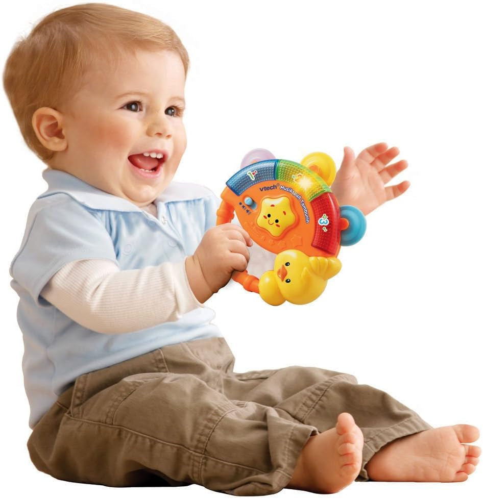 Vtech Baby Magic Music Ball 3 w 1, 9-36 miesięcy i muzyczna zabawa dla dzieci Tamburyn - Elektroniczna zabawka z muzyką i efektami dźwiękowymi - Na 9-36 miesięcy Zabawki dla dzieci Bebe Naty Shop