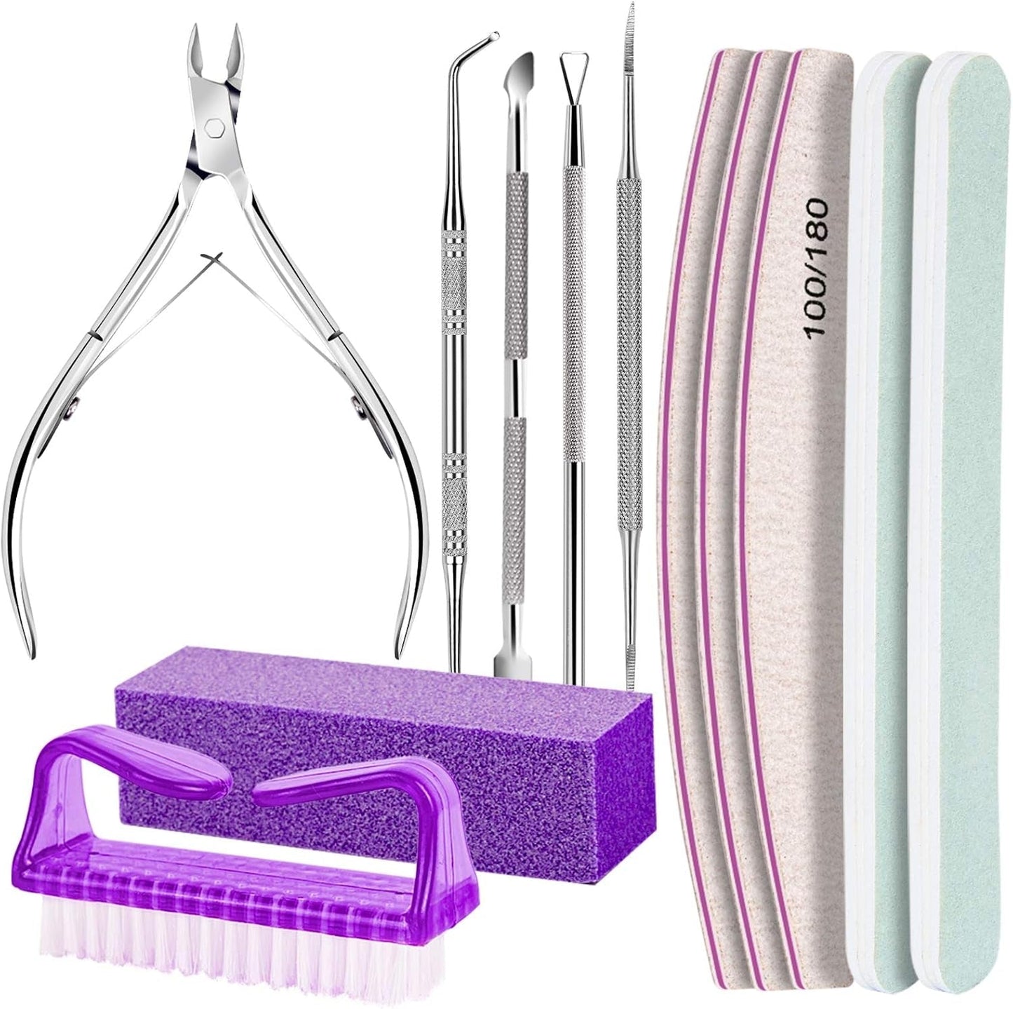 Zestaw do manicure FANDAMEI, Buffer Für Nägel, Nagelfeile 100/180, Nagelfeilen Für Gelnägel, Nagelhautschieber, Buffer Für Gelnägel, Feilen Für Gelnägel, Nagelzange, Zestaw Nagelfeilen, Zestaw do manicure i pedicure