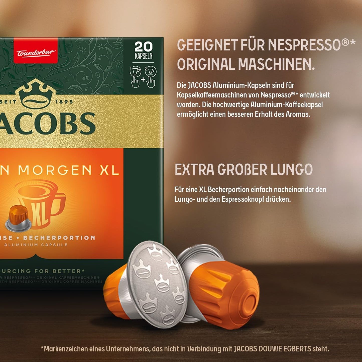 Jacobs Kaffeekapseln Guten Morgen XL Intense, Intensität 8/12, 10 x 20 Getränke, kompatybilny z Nespresso* Kaffee Kapseln, 200 Kapseln