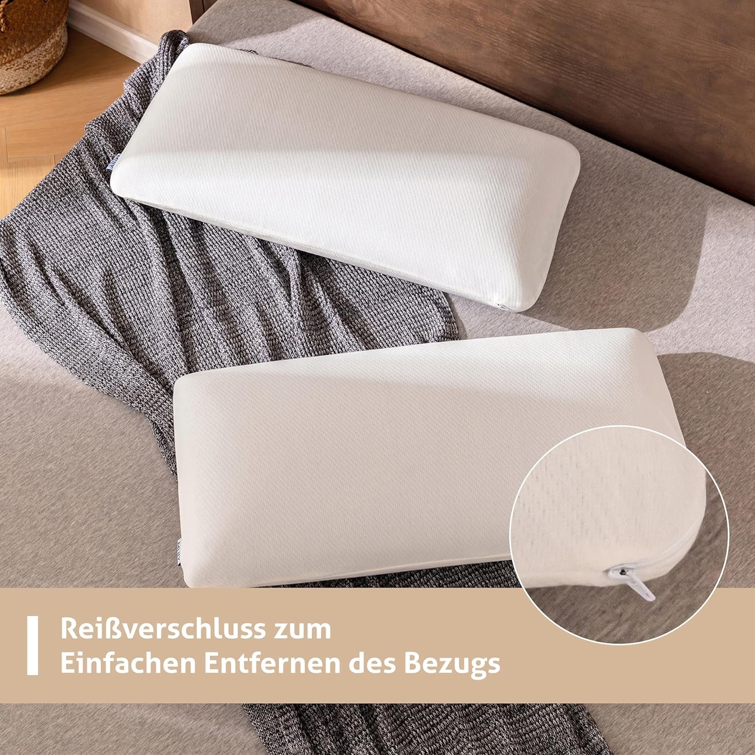 EGO HOME Poduszka Memory Foam Miękka, ergonomiczna poduszka do spania na plecach Poduszka podtrzymująca szyję z oddychającym i zmywalnym pokrowcem, certyfikat Oeko-Tex, poduszka pod szyję 75X35Cm Perne standard Naty Shop