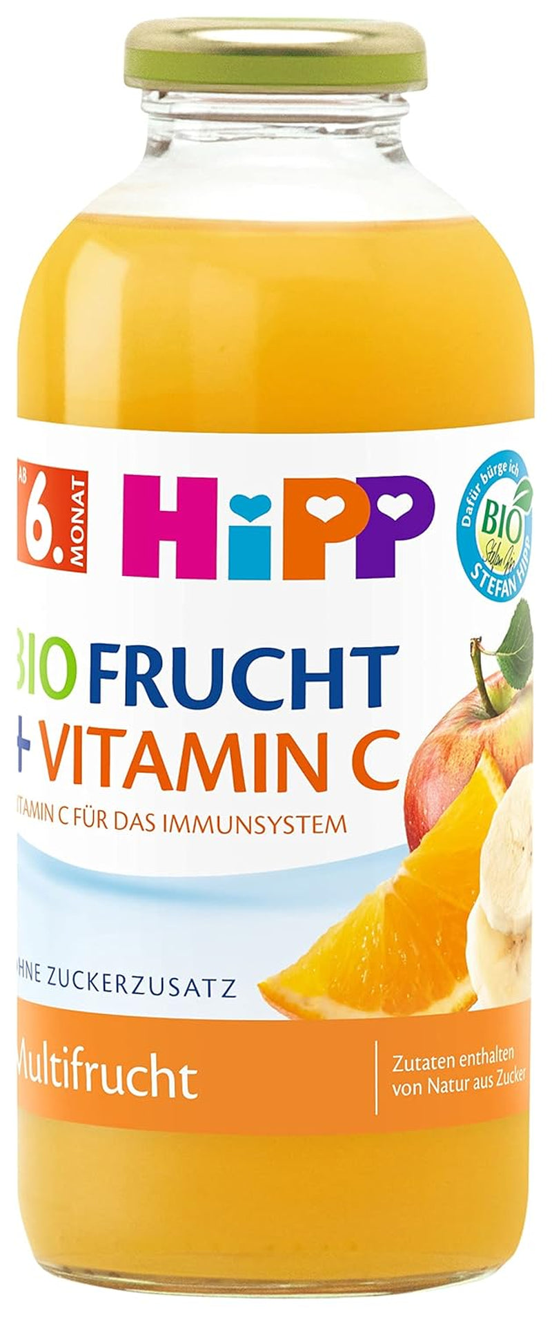 HiPP Multifruct z witaminą C, napój dla dzieci od 6 miesiąca życia (6 x 0,5l), bez dodatku cukru, lekki i o niskiej kwasowości, najwyższej jakości organicznej