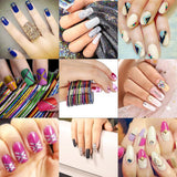 Zestaw naklejek na paznokcie i akcesoriów - 5 naklejek na paznokcie, pędzelek, kamienie, taśma dekoracyjna, złota folia - Idealny do manicure i paznokci żelowych - 50-częściowy zestaw