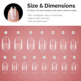Modelones Tipsy 510 sztuk - Zestaw Tipsów Full Cover, Zestaw Tips Żelowych, Tipsy z żywicy PMMA do polerowania, Sztuczne paznokcie do klejenia na Nail Art DIY, Short Squoval