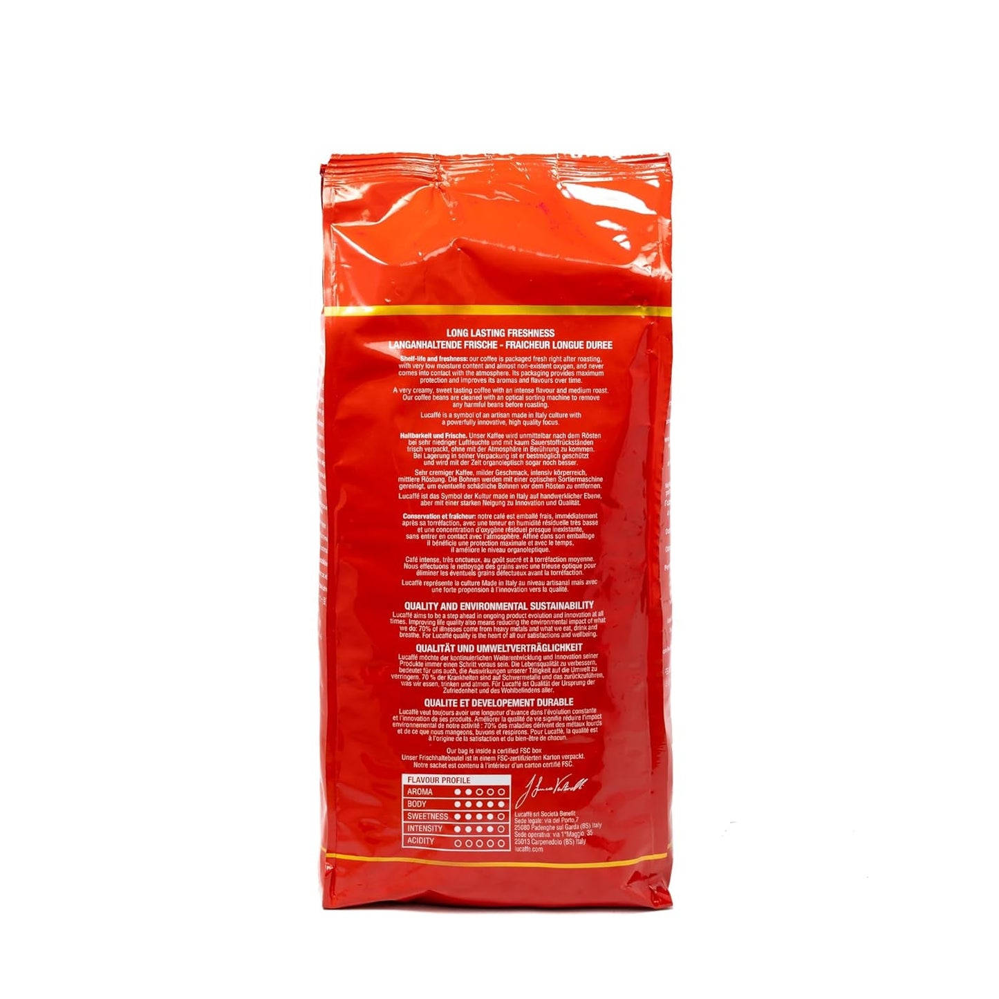 Lucaffé - Kaffeebohnen Mamma Lucia, 1 kg | Kaffee aus ganzen Bohnen für cremigen Espresso | Helle Röstung | intensywniejszy i kremowy Gesmack