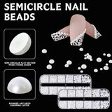 12 Größen Nail Art Perlen, Flache Perlen, Nail Art Accessoires, Halbkreis Nagelperlen, Weiße Nail Charms Und Glitzersteine ​​​​Nägel Für Nail Art Design, DIY Basteln, Alltag, Hochzeit (2 pudełka)